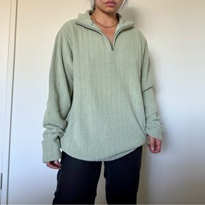 Y2K Claiborne Light Green Quarter-Zip Pullover